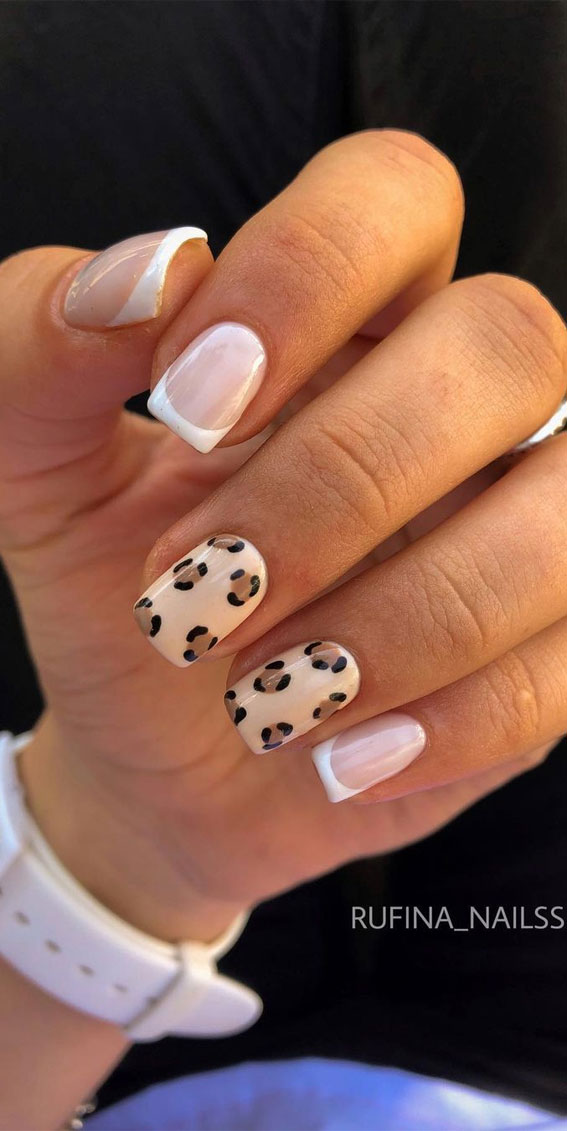 French Tips & Cheetah print nails