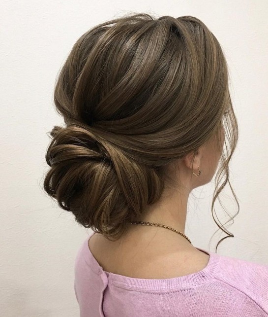 27 Elegant Wedding Hair Updos for 2022 — Low Updo for Mossy Hair Color