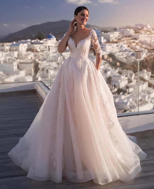 45 Fabulous Wedding Dresses in 2022 — 3/4 Sleeve Lace Wedding Dress