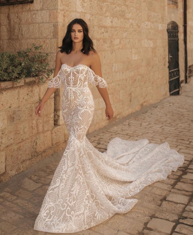 45 Fabulous Wedding Dresses in 2022 — Open Shoulder Mermaid Wedding Dress