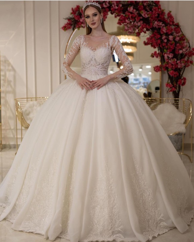 45 Fabulous Wedding Dresses in 2022 — Long Sleeve Ball Gown