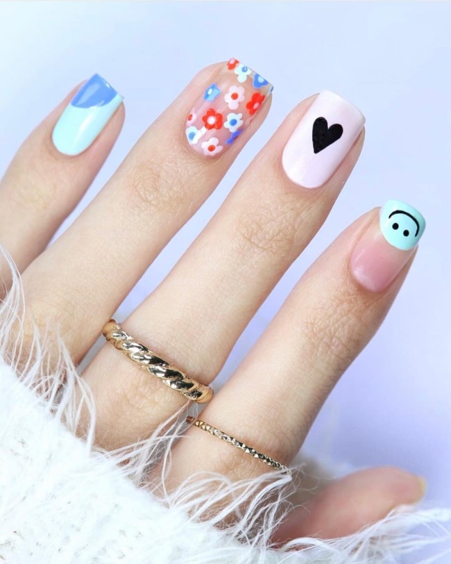 47 Cute Ways To Wear Flower Nail Art Designs — Mix and Match Fun Nails