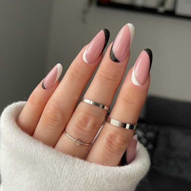 The 45 Best Spring Nail Art Designs — Black and White French Tip Nails