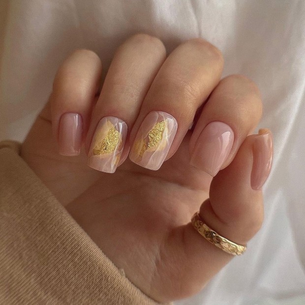 40+ Chic Nail Designs for Spring — Gold and Nude Nails