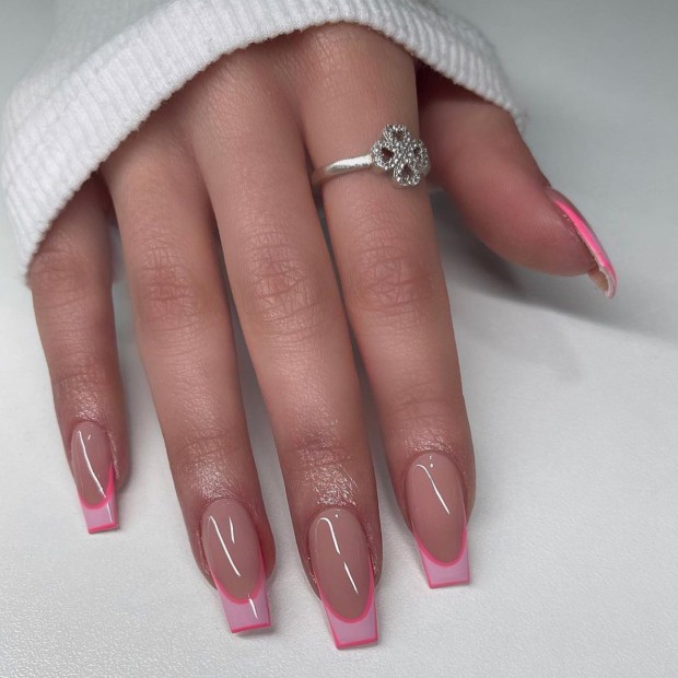40+ Chic Nail Designs for Spring — Pink French Tip Nail Art