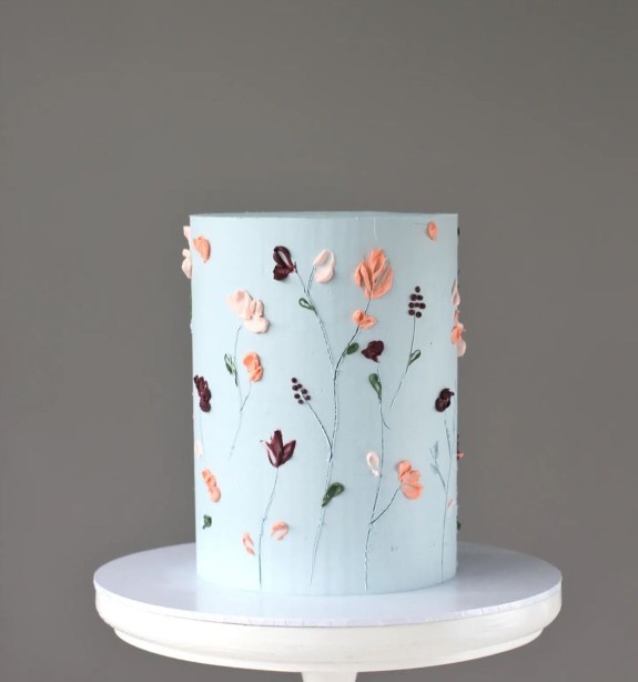 40 Best Birthday Cake Ideas 2022 — Flower Buttercream Piping Blue Cake