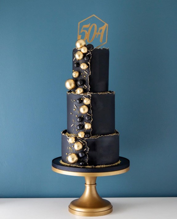 40 Best Birthday Cake Ideas 2022 — Black Three-Tiered Birthday Cake