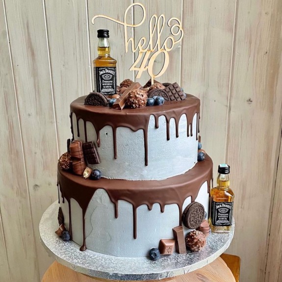 40 Best Birthday Cake Ideas 2022 — Chocolate Drip Blue Cake for 40th Birthday