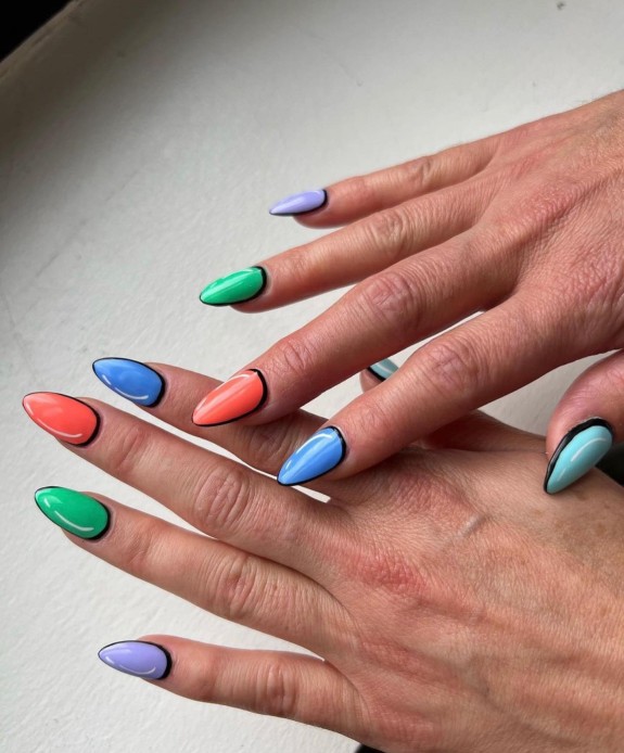 27 Best Pop Art Nail Ideas in 2022 — Blue, Green and Orange Pop Art Nails