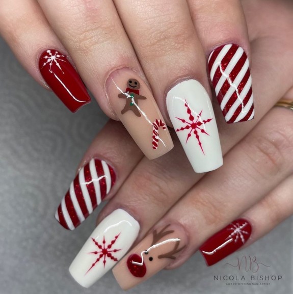 30 Red Christmas Nail Ideas in 2022 — Gingerbread Man, Snowflake & Candy Cane Nails