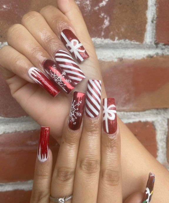 30 Red Christmas Nail Ideas in 2022 — Mismatch Red Christmas Nails
